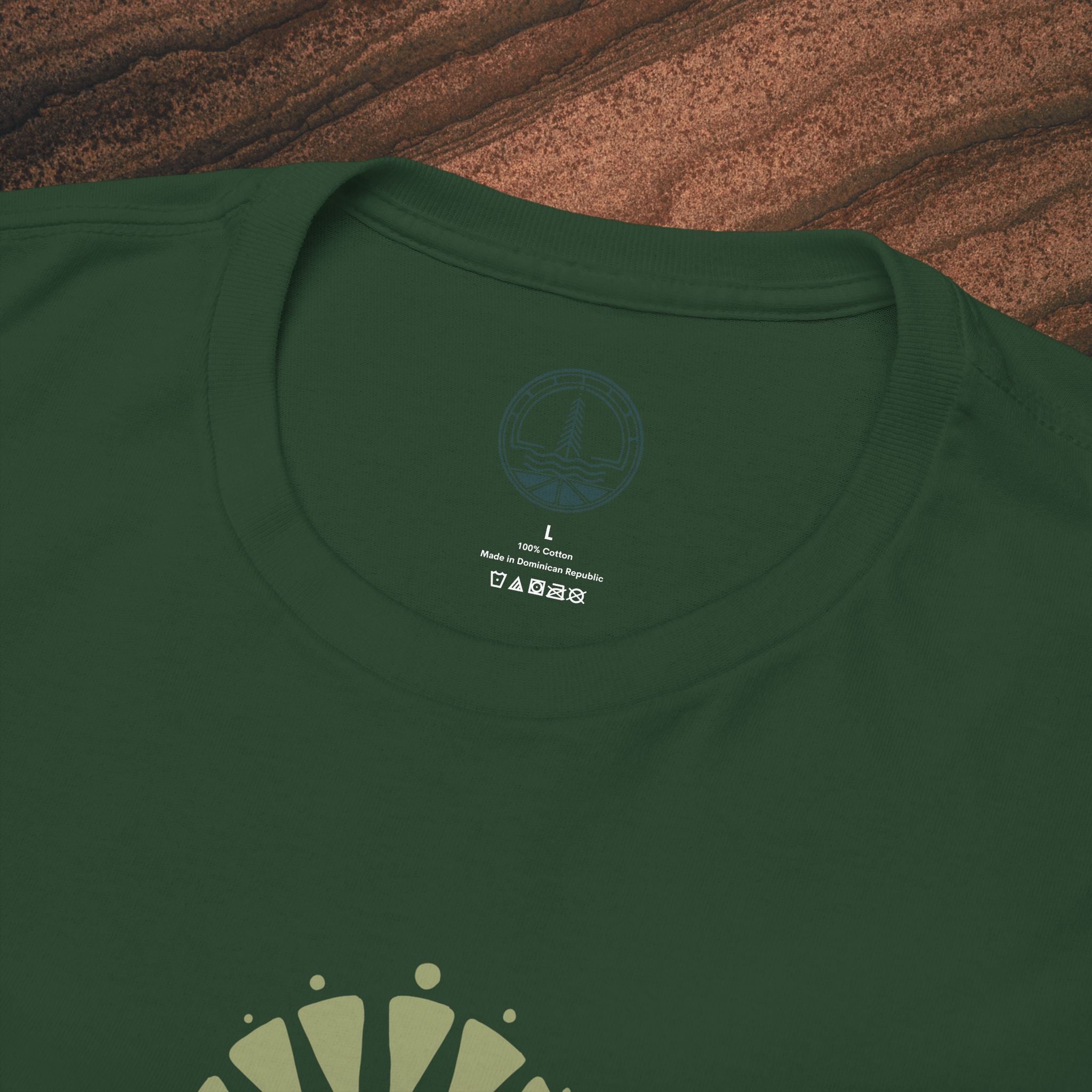 Nature Graphic Tee — Surf, Trees & Sun Vintage Panel Design