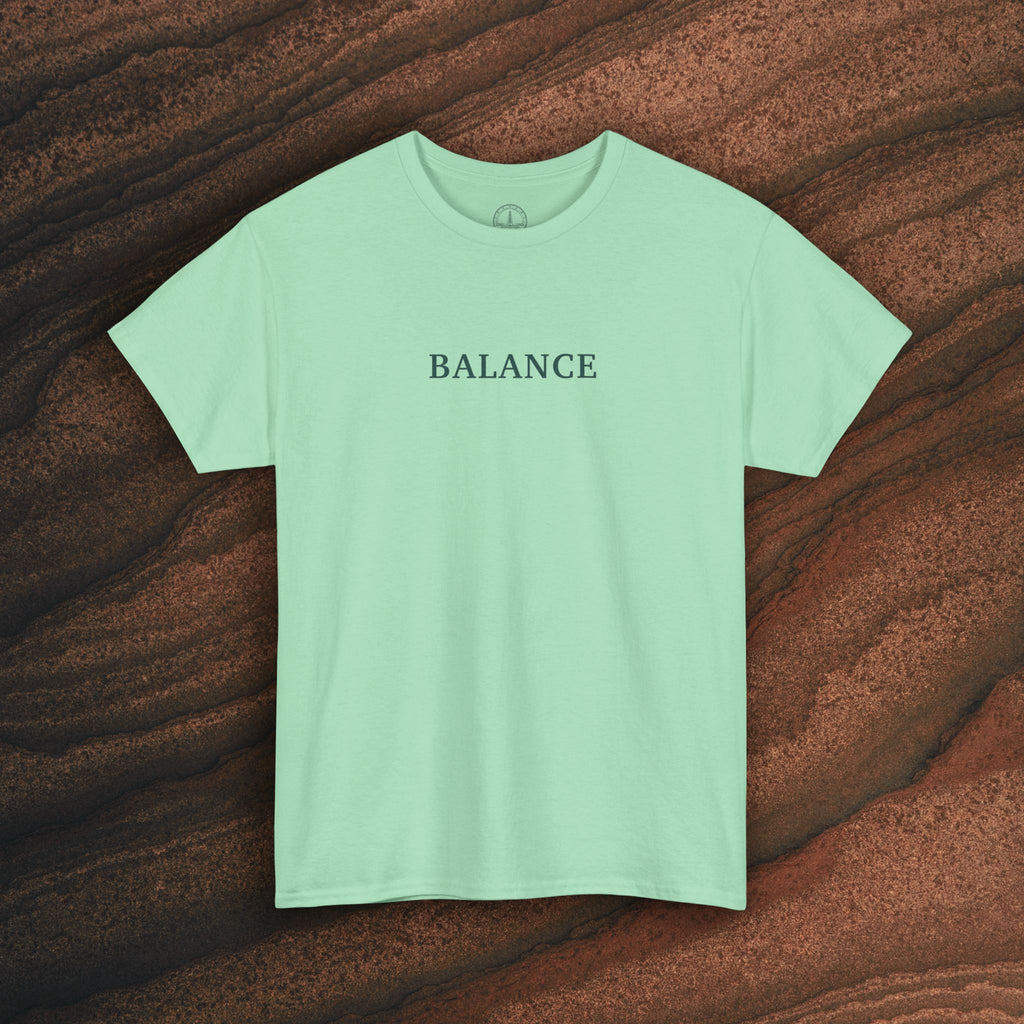 Balance T-Shirt — Minimal Balancing Stones Design