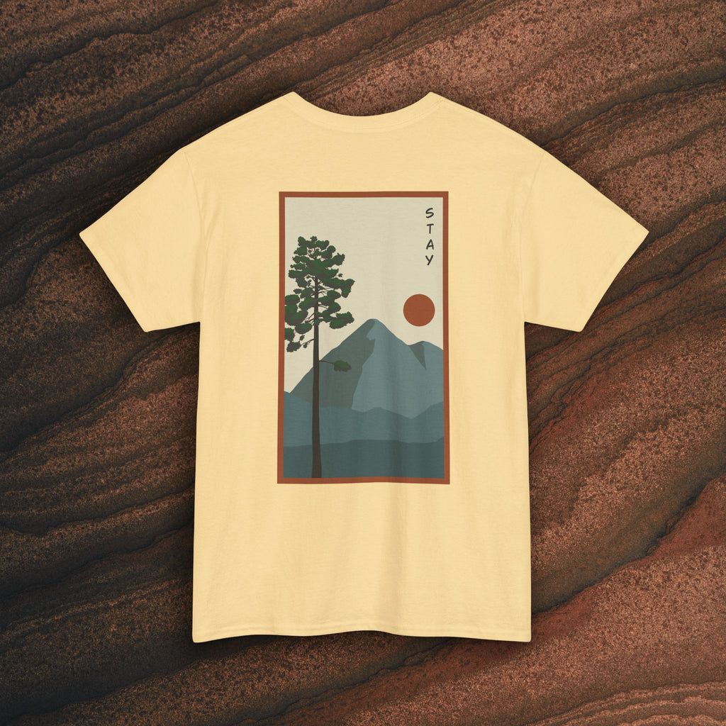 Mountain Landscape Tee – 'Stay' Graphic Nature Shirt