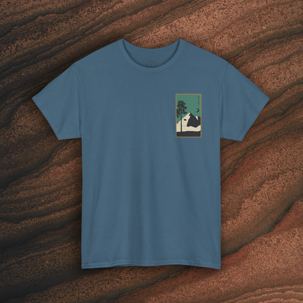 Mountain Landscape Tee – 'Stay' Graphic Nature Shirt