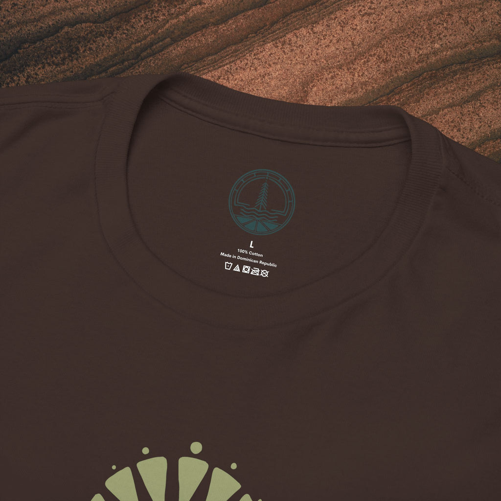 Nature Graphic Tee — Surf, Trees & Sun Vintage Panel Design