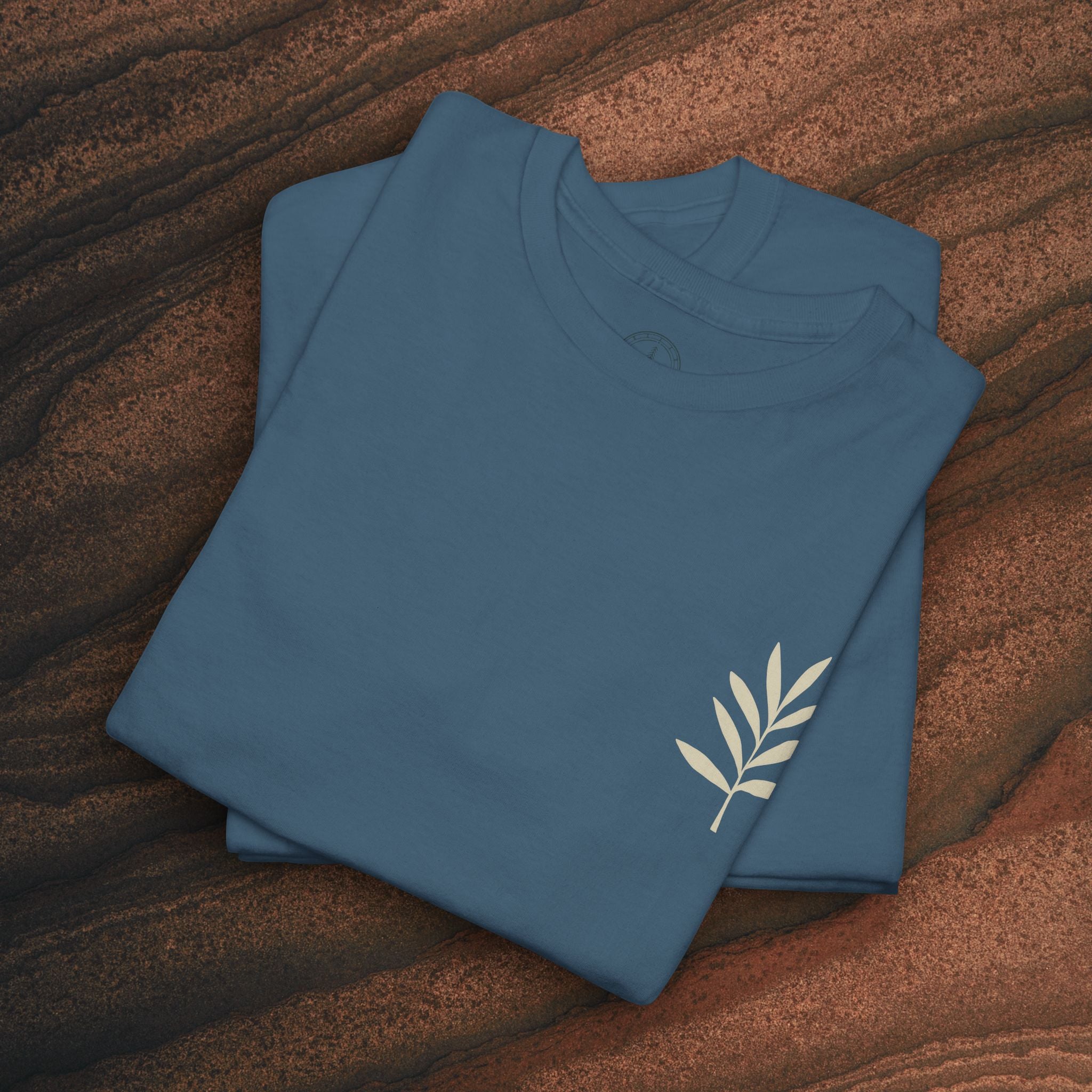 Unisex Heavy Cotton Tee — Minimal Olive Branch Graphic T-Shirt