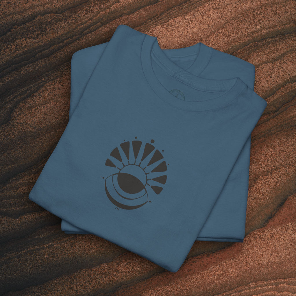 Nature Graphic Tee — Surf, Trees & Sun Vintage Panel Design