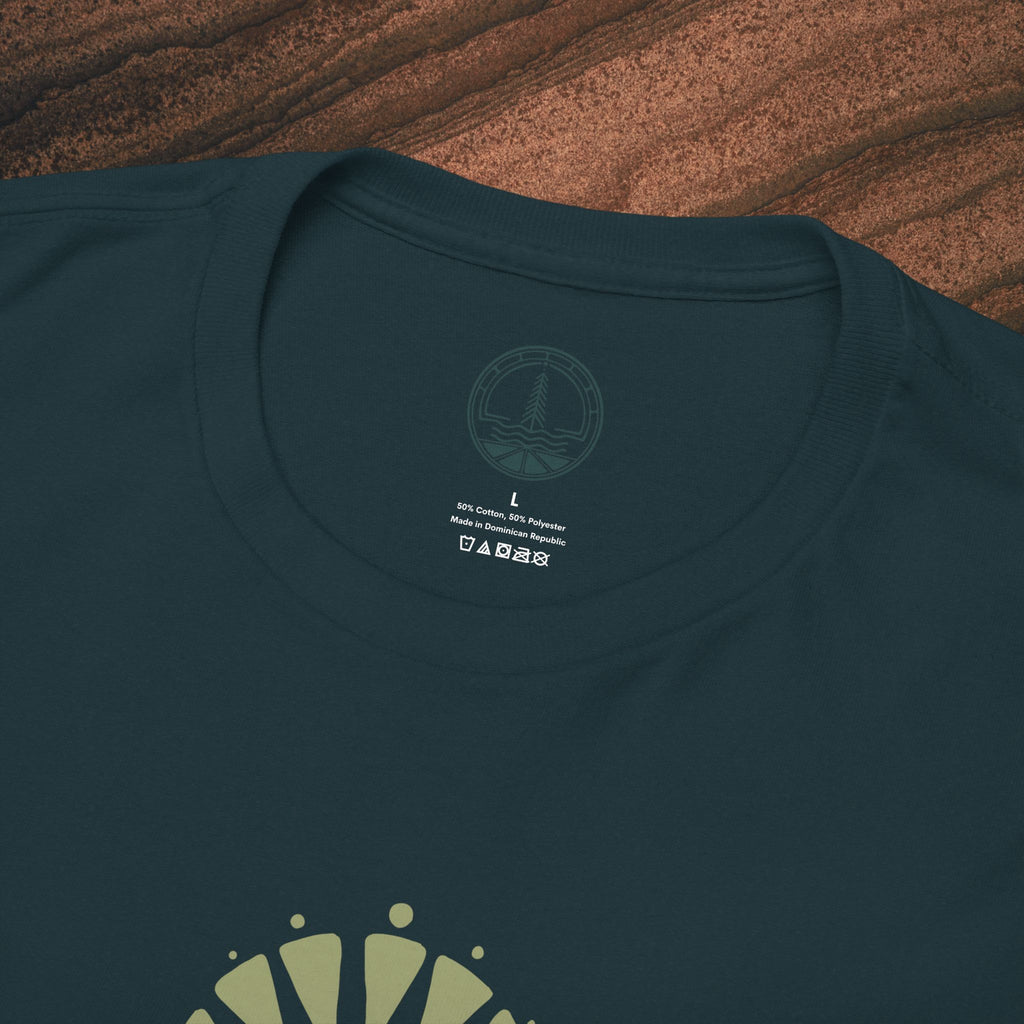 Nature Graphic Tee — Surf, Trees & Sun Vintage Panel Design