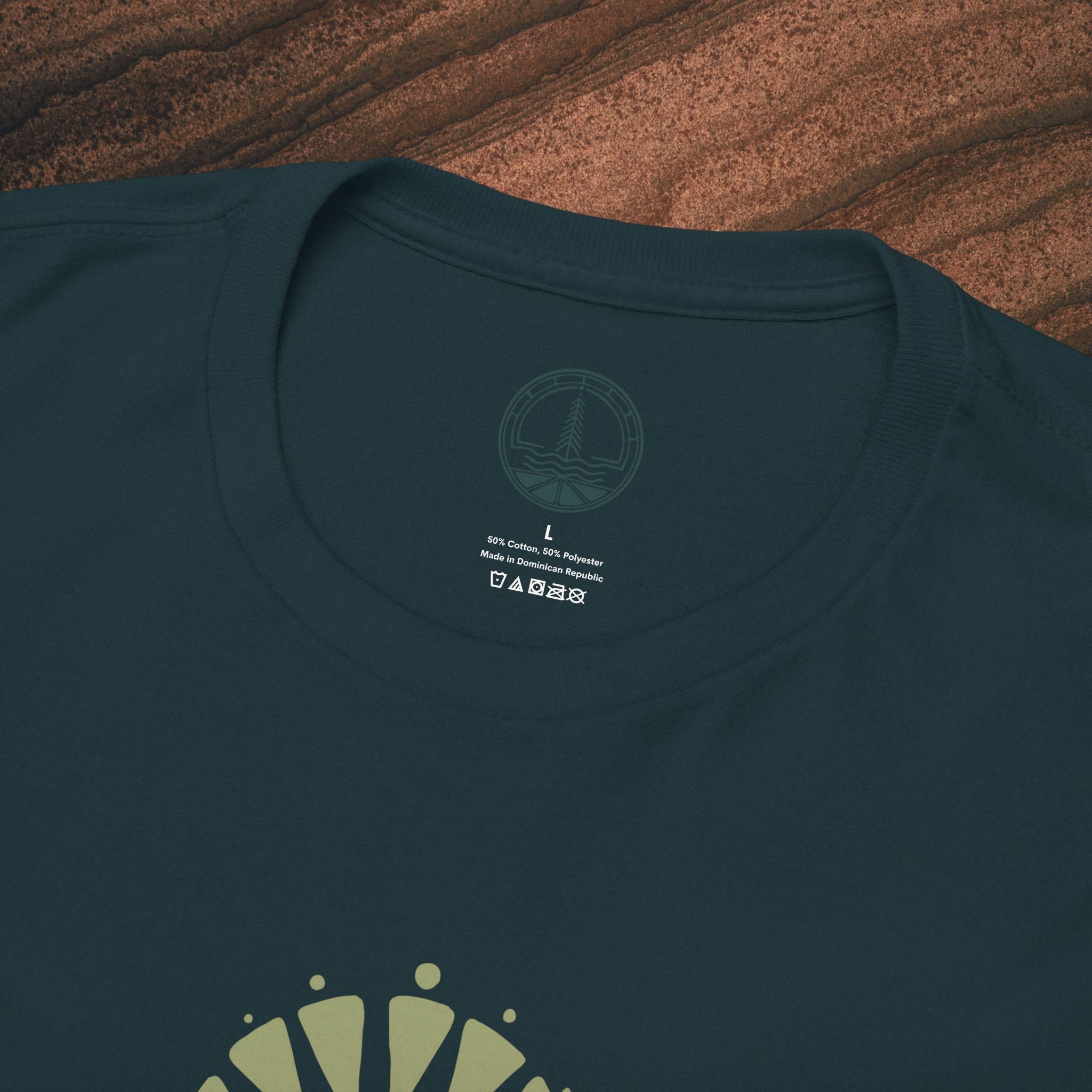 Nature Graphic Tee — Surf, Trees & Sun Vintage Panel Design