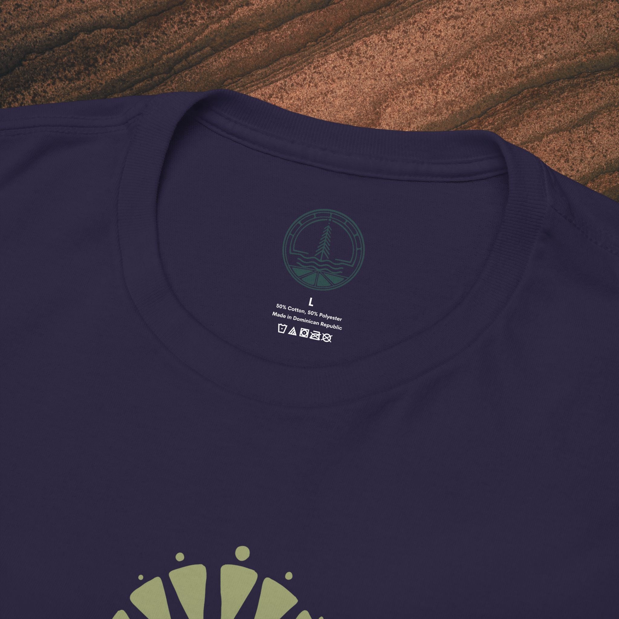 Nature Graphic Tee — Surf, Trees & Sun Vintage Panel Design