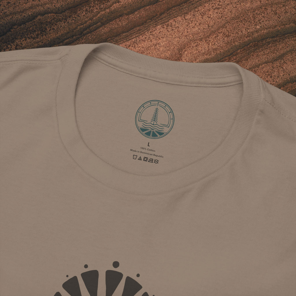 Nature Graphic Tee — Surf, Trees & Sun Vintage Panel Design