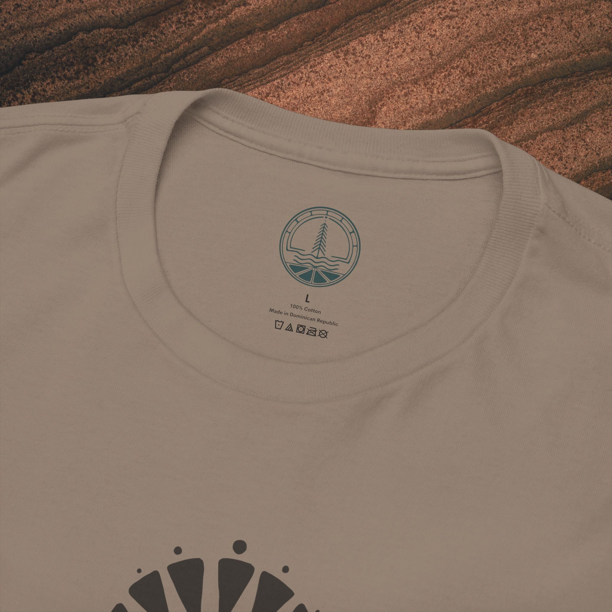 Nature Graphic Tee — Surf, Trees & Sun Vintage Panel Design