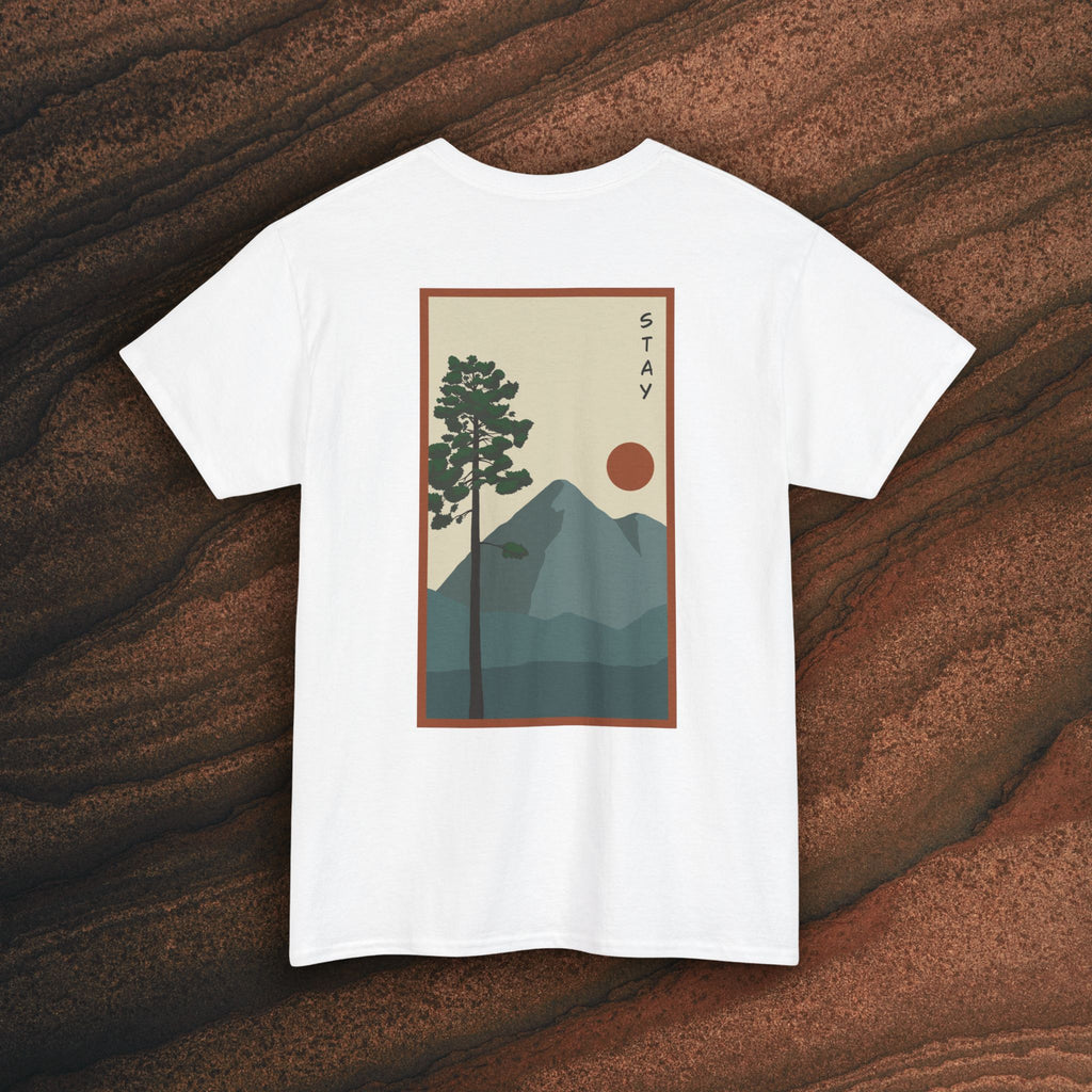 Mountain Landscape Tee – 'Stay' Graphic Nature Shirt