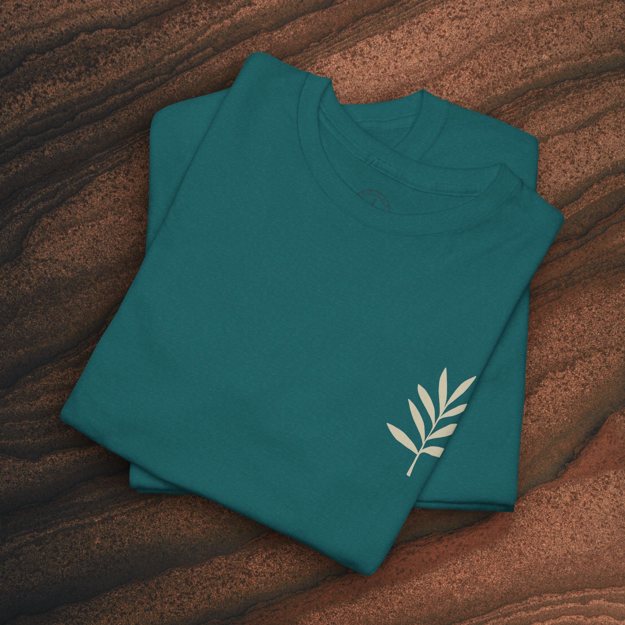 Unisex Heavy Cotton Tee — Minimal Olive Branch Graphic T-Shirt