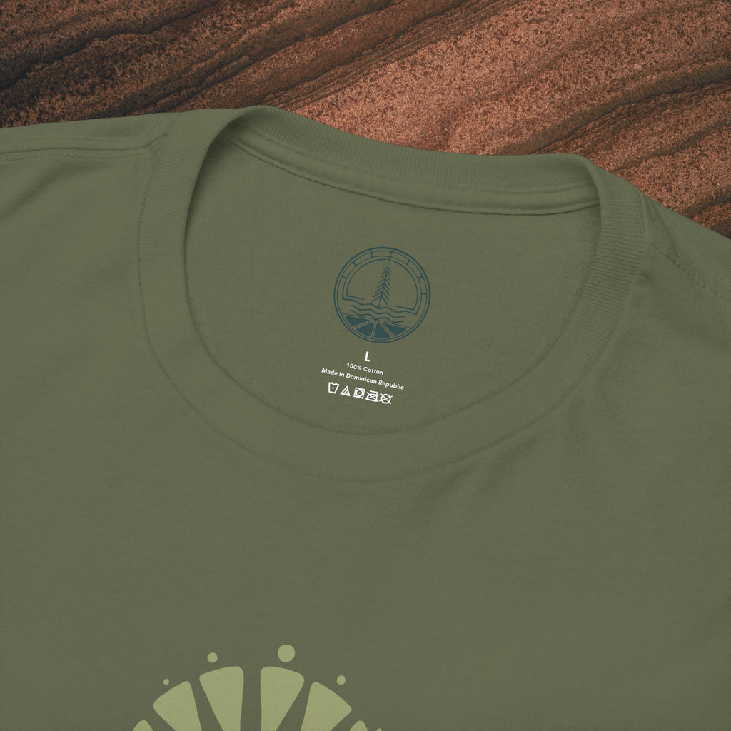 Nature Graphic Tee — Surf, Trees & Sun Vintage Panel Design