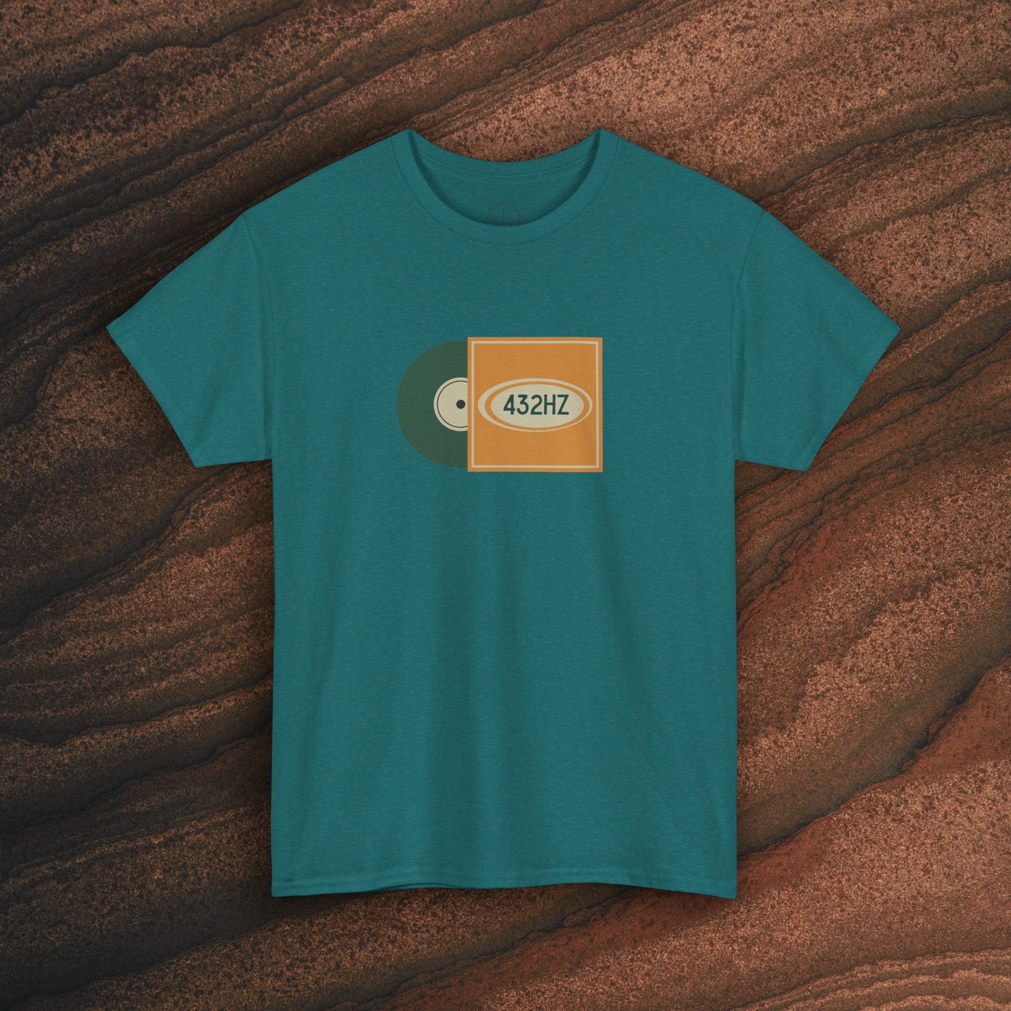 Unisex Heavy Cotton T-Shirt — 432Hz Vinyl Record Graphic