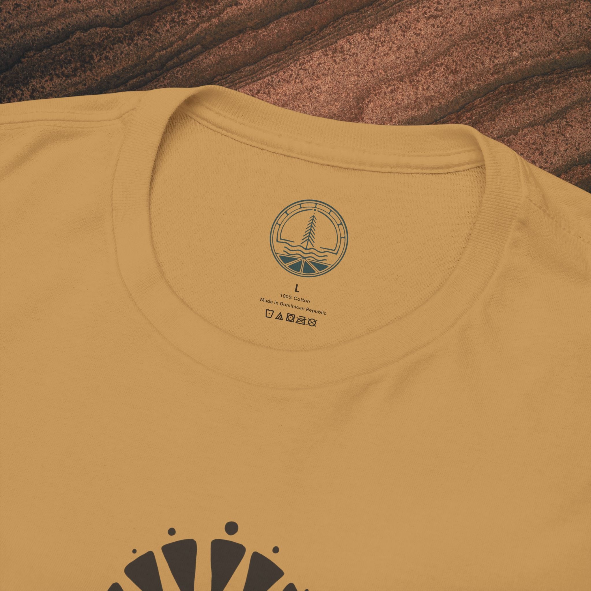 Nature Graphic Tee — Surf, Trees & Sun Vintage Panel Design