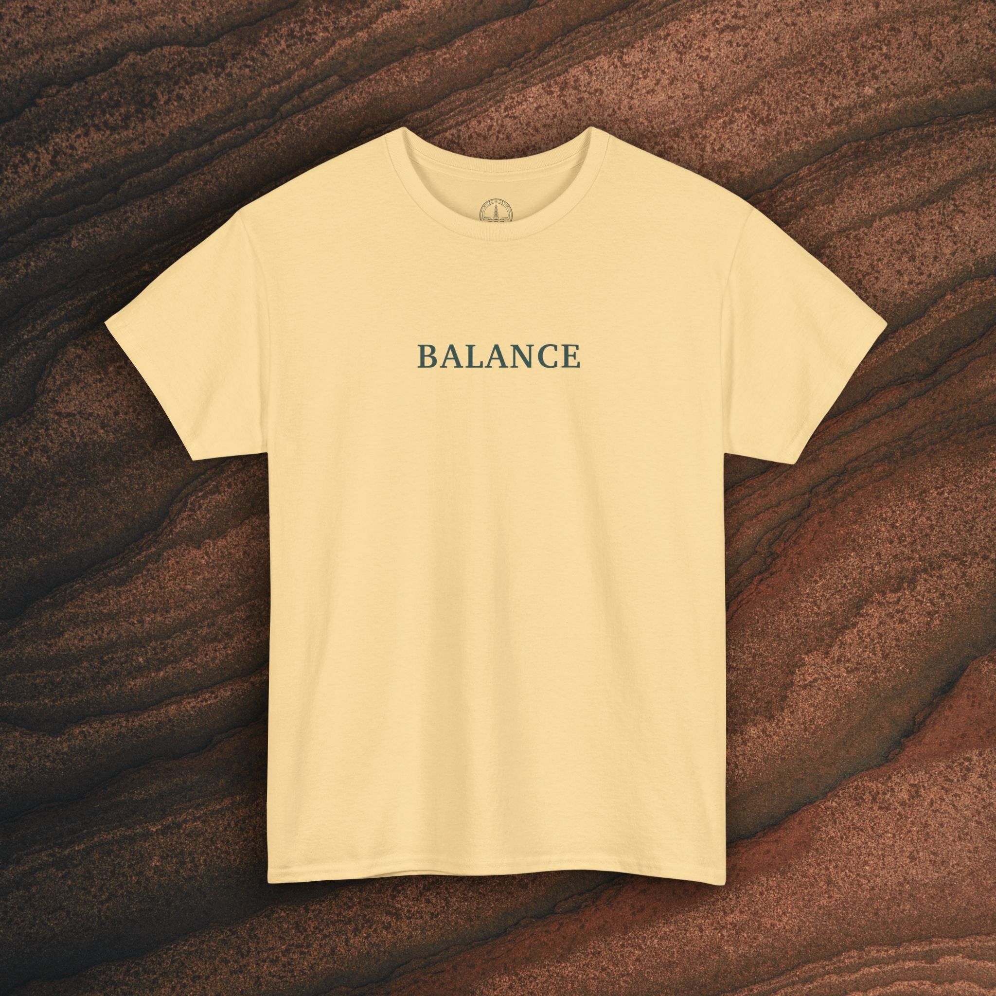 Balance T-Shirt — Minimal Balancing Stones Design