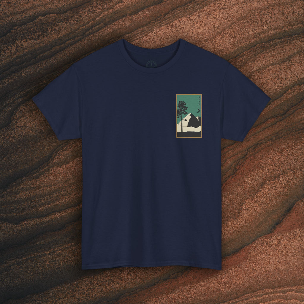 Mountain Landscape Tee – 'Stay' Graphic Nature Shirt