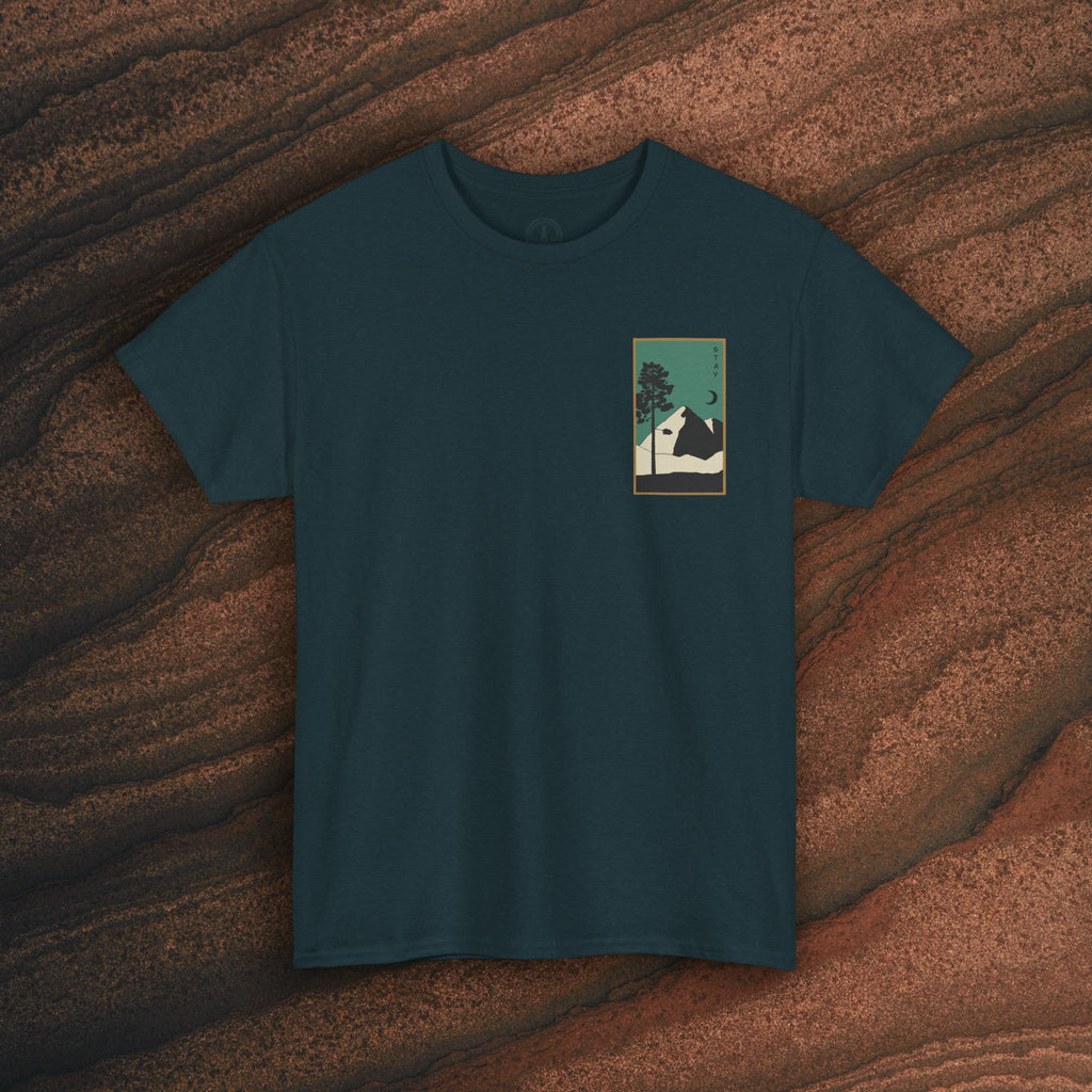 Mountain Landscape Tee – 'Stay' Graphic Nature Shirt