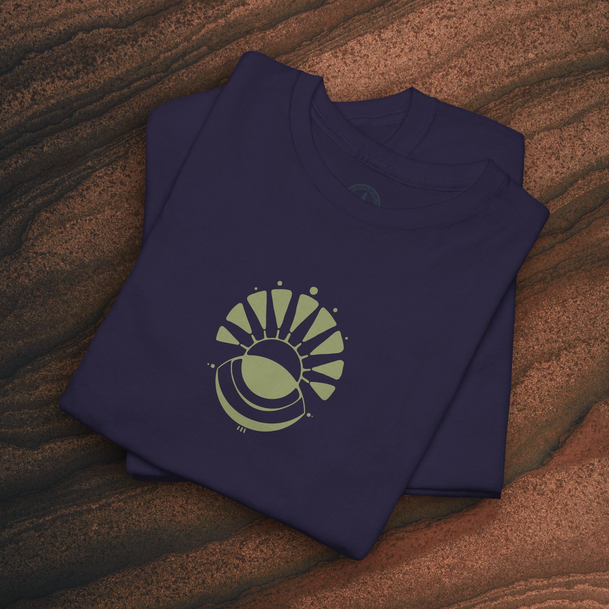 Nature Graphic Tee — Surf, Trees & Sun Vintage Panel Design