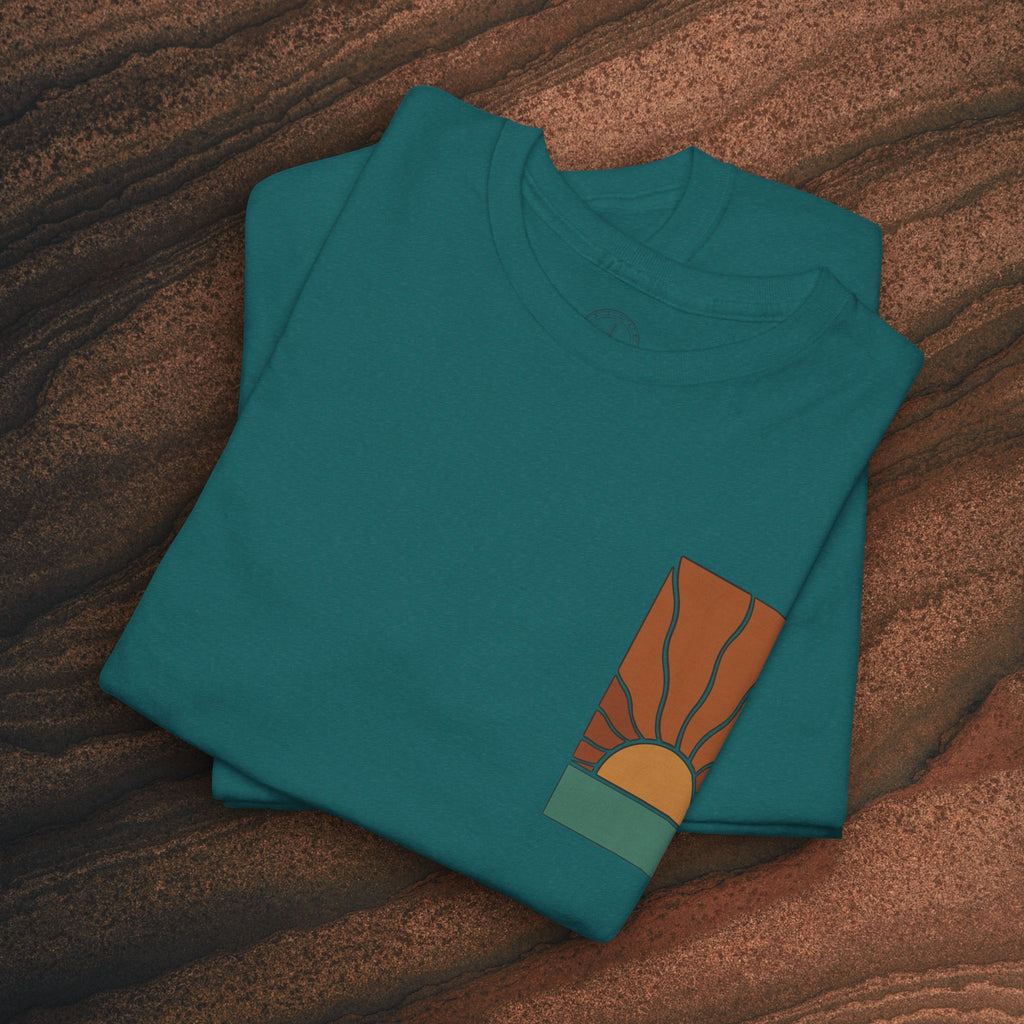 Sunrise Graphic Tee — Retro Minimal Sunset T-Shirt