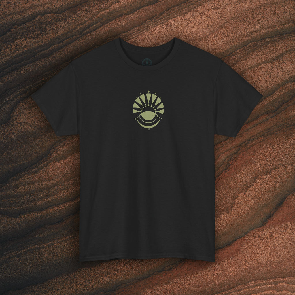 Nature Graphic Tee — Surf, Trees & Sun Vintage Panel Design