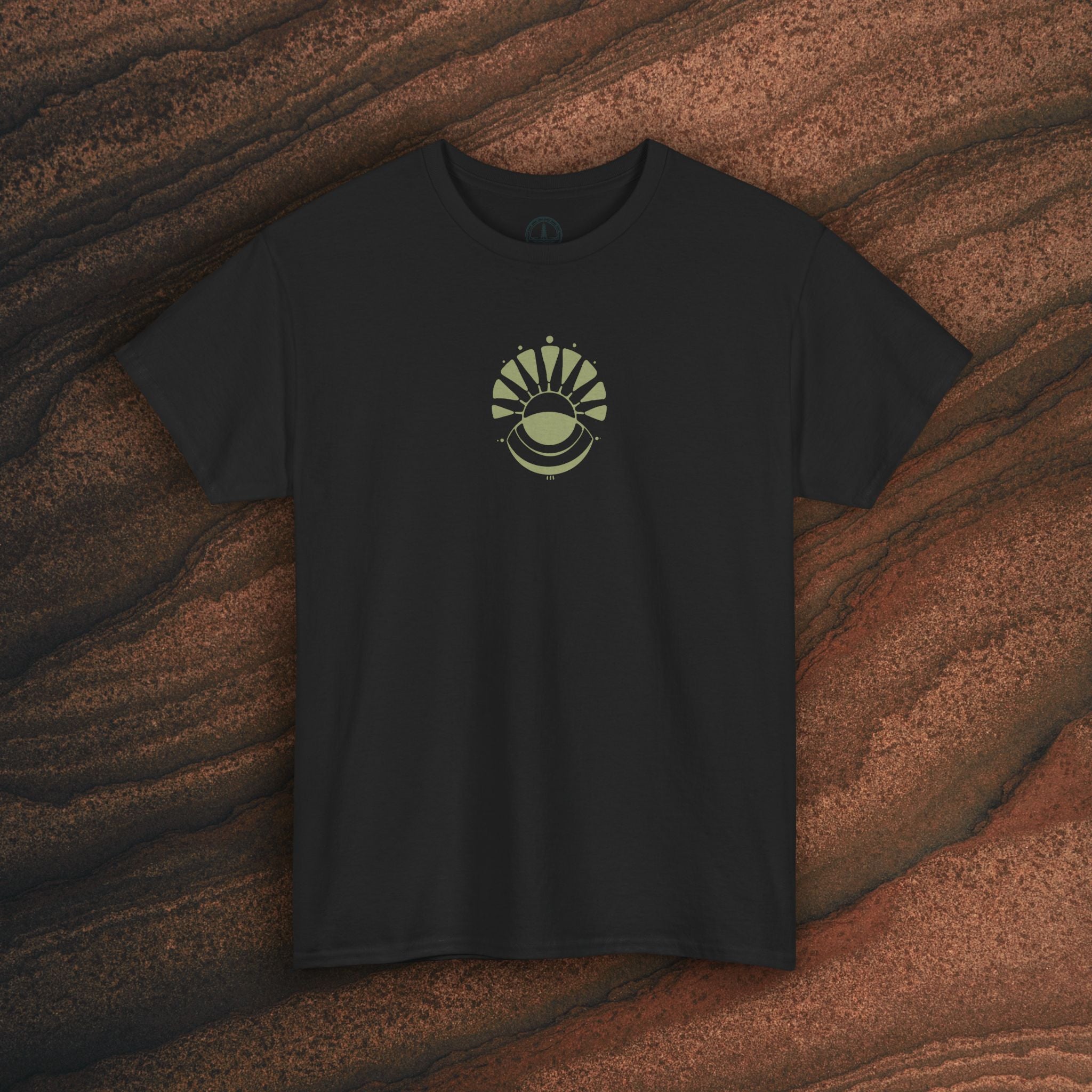 Nature Graphic Tee — Surf, Trees & Sun Vintage Panel Design