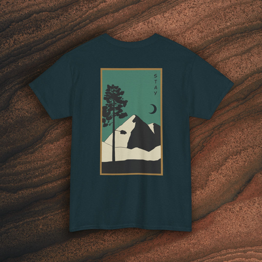 Mountain Landscape Tee – 'Stay' Graphic Nature Shirt