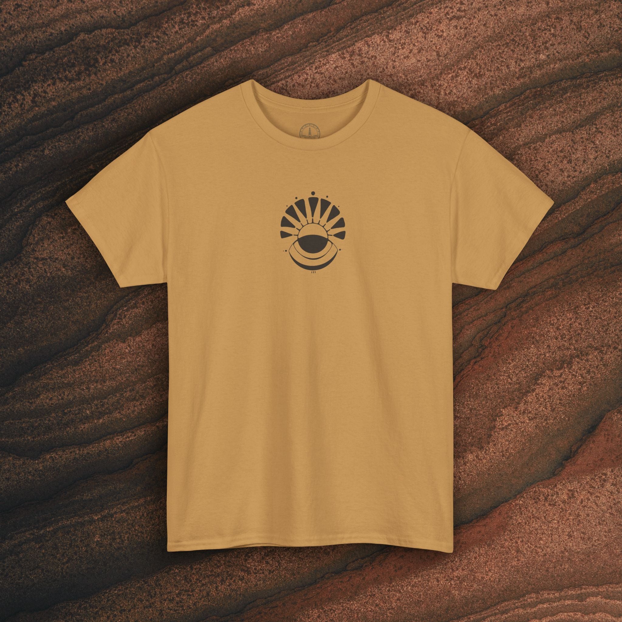 Nature Graphic Tee — Surf, Trees & Sun Vintage Panel Design