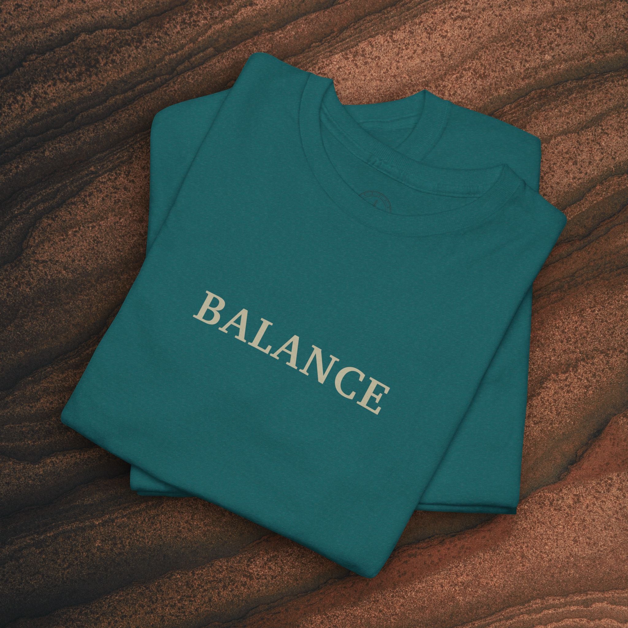 Balance T-Shirt — Minimal Balancing Stones Design