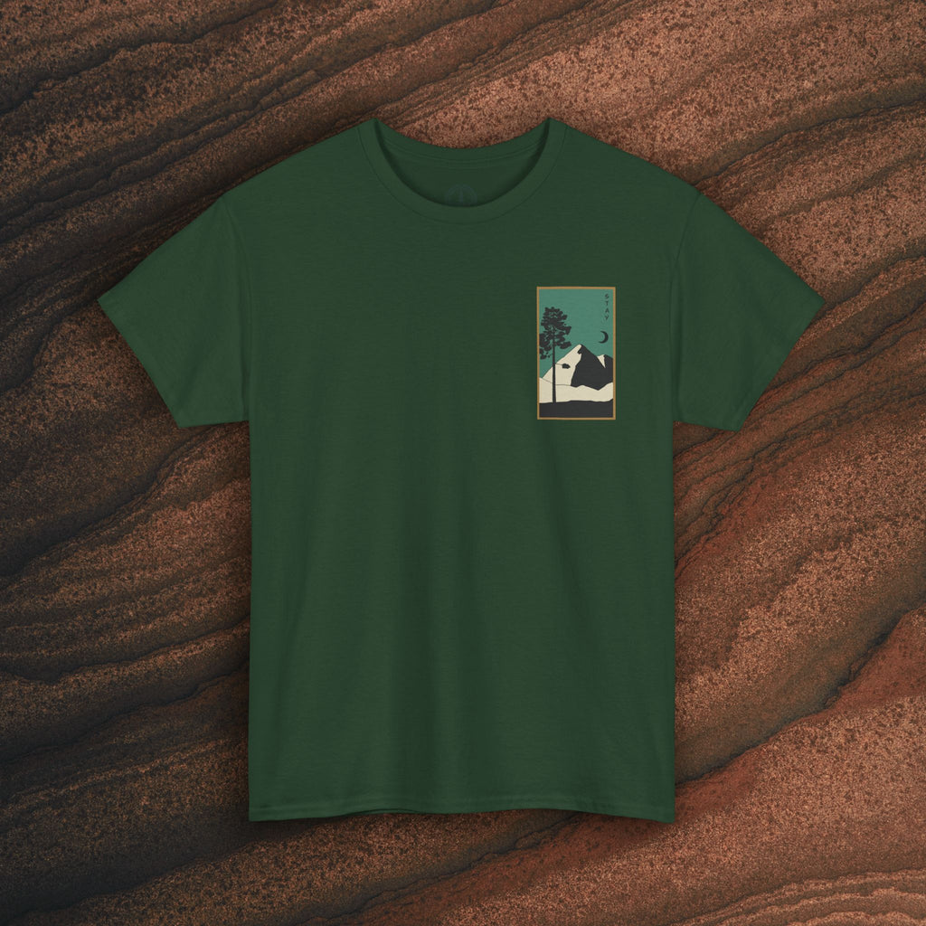 Mountain Landscape Tee – 'Stay' Graphic Nature Shirt