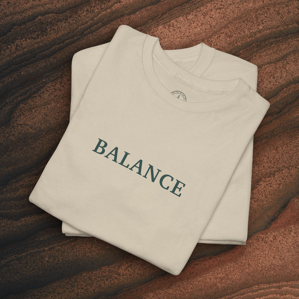 Balance T-Shirt — Minimal Balancing Stones Design
